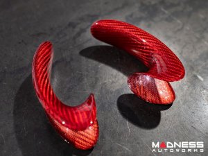 FIAT 500 Steering Wheel Trim - Lateral Side Trim Set - Carbon Fiber - Red Candy